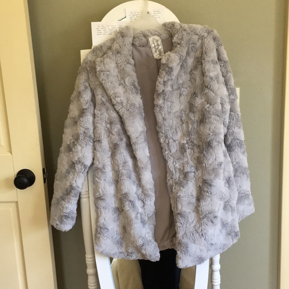 Gray fur coat
